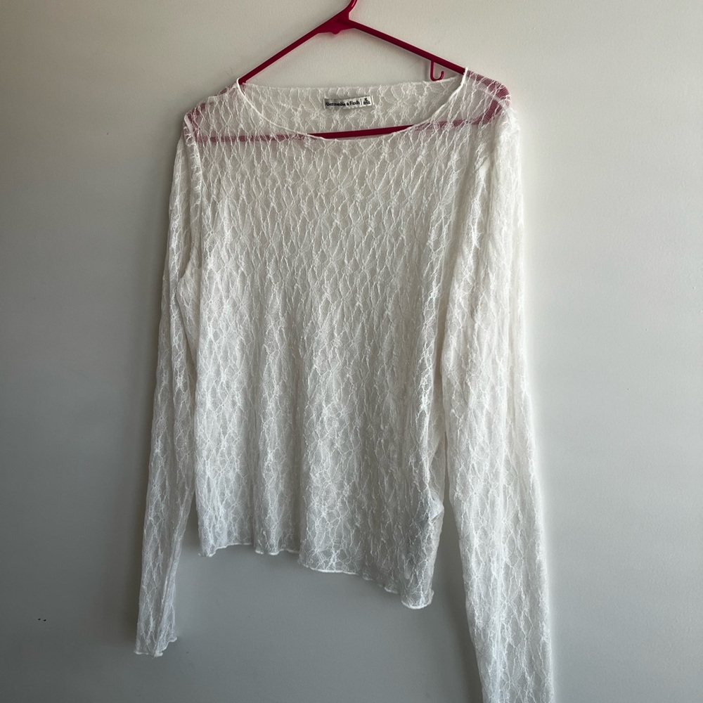 Abercrombie Long-Sleeve Lace Slash Top